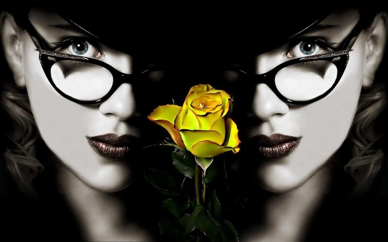 Woman with Glasses and Rose