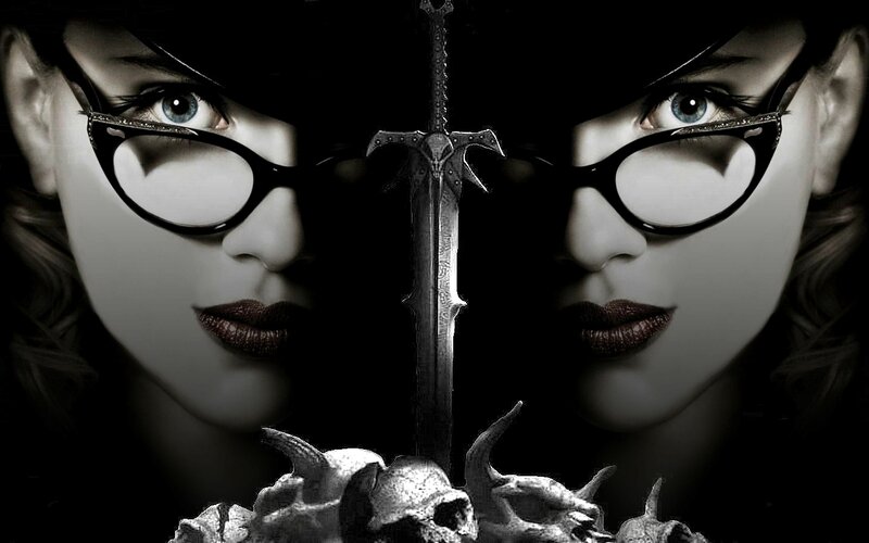 Woman with glasses and sword