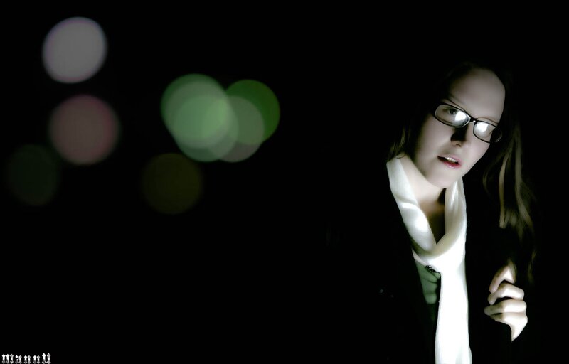 Woman with Glasses at Night — Black
