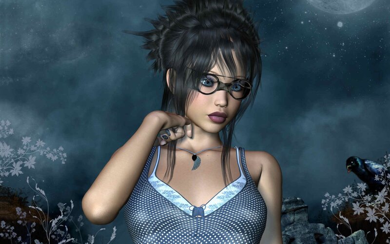 woman with glasses at night