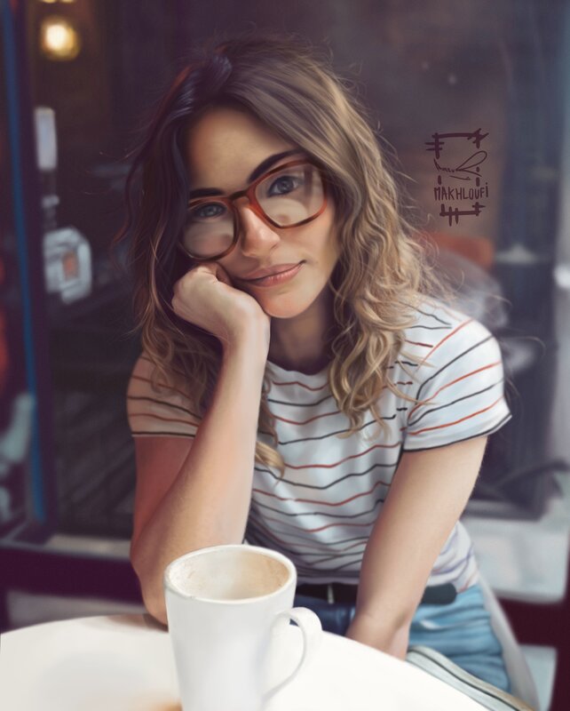 Woman with Glasses at Table