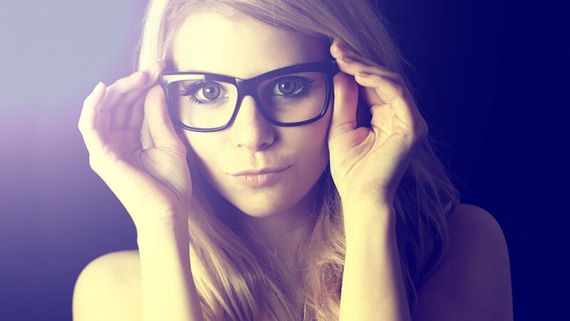 Woman with Glasses — Blue, Dramatic, Photograph, Hands, Purple