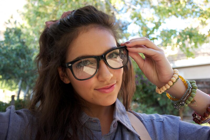 Woman with Glasses — Blue