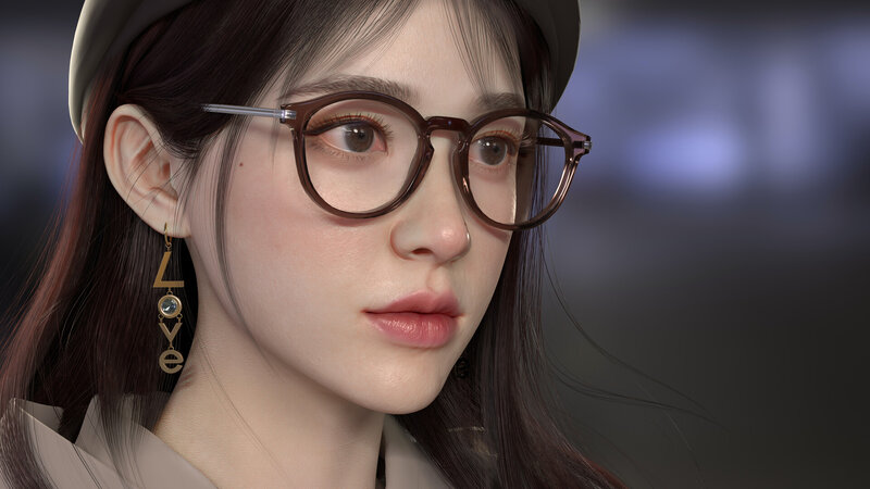 Woman with Glasses — Brown, Neutral, 3d Render
