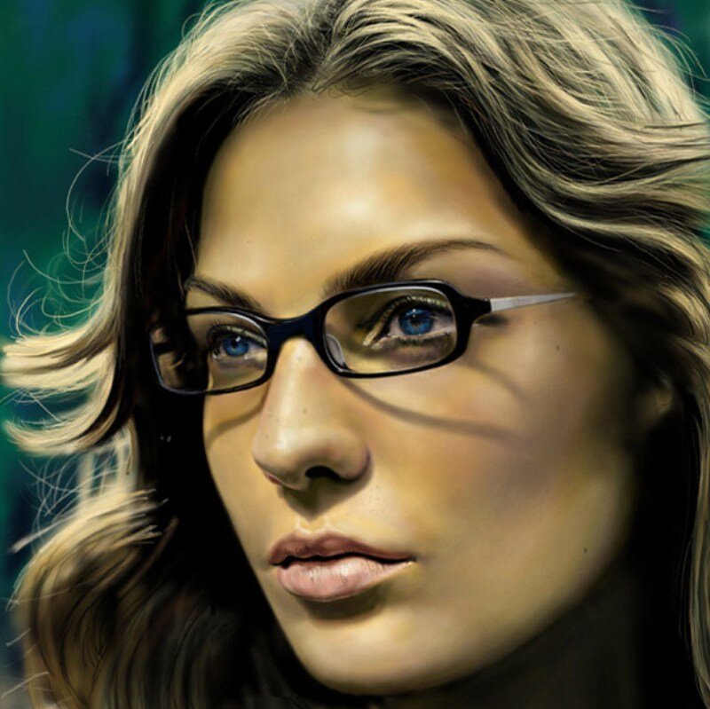 Woman with Glasses — Brown, Serious