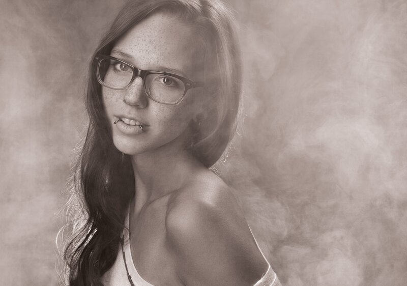 Woman with Glasses — Gray, Dramatic, Photograph, Piercing