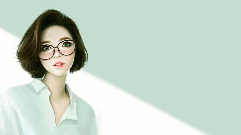 Woman with Glasses — Green