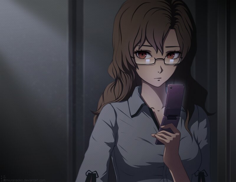 Woman with Glasses Holding Phone — Gray