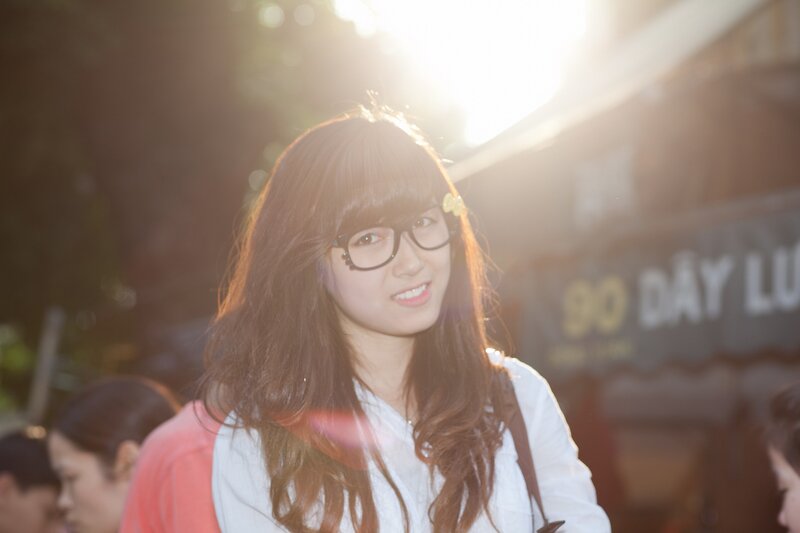 woman with glasses in sunlight