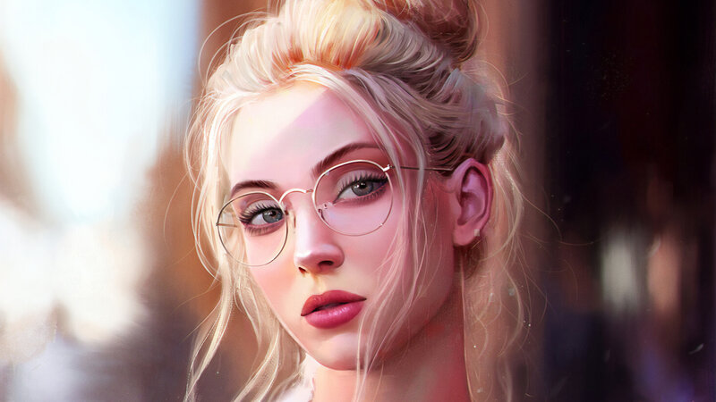 Woman with Glasses — Pink, Calm