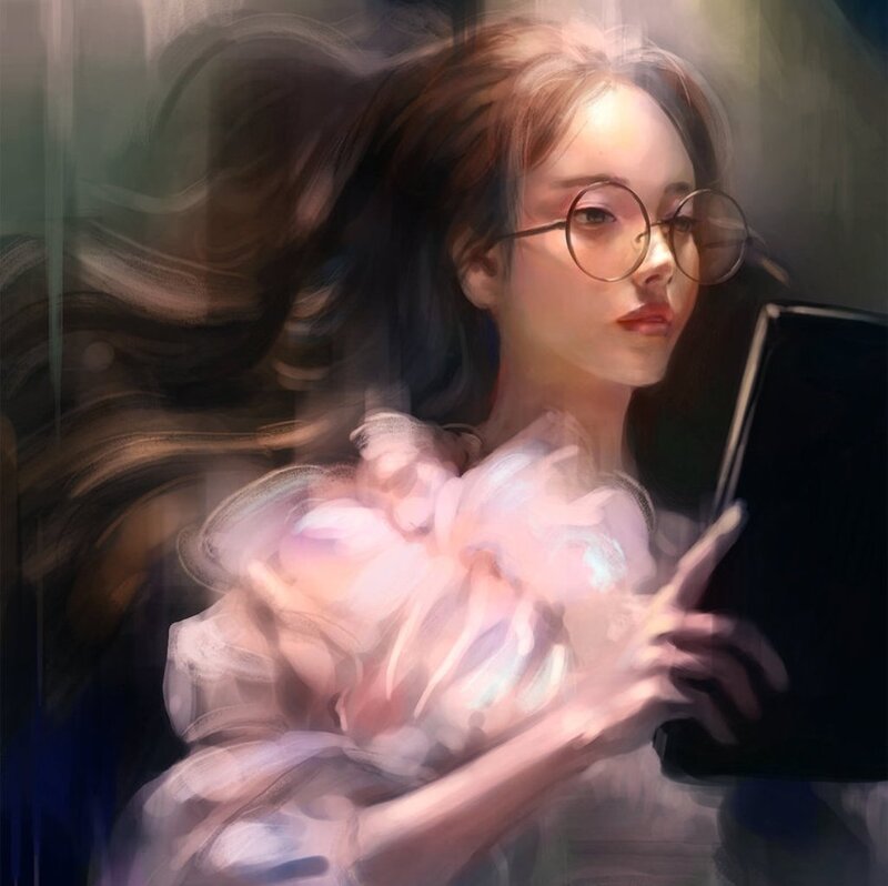 Woman with Glasses Reading