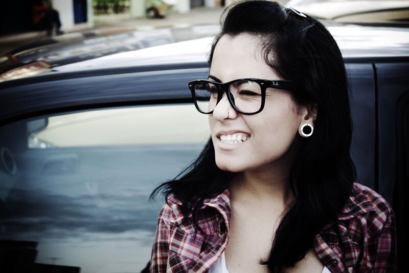 Woman with Glasses Smiling — Black, Casual