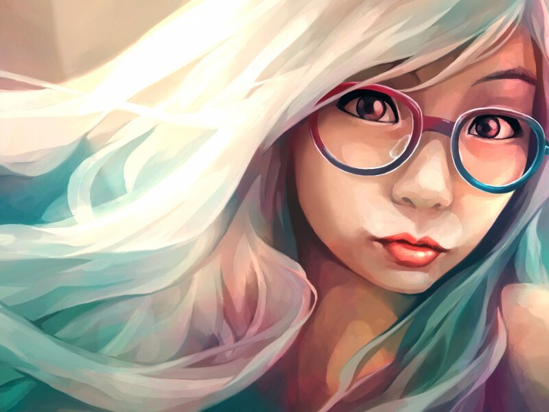 Woman with Glasses — White, Calm