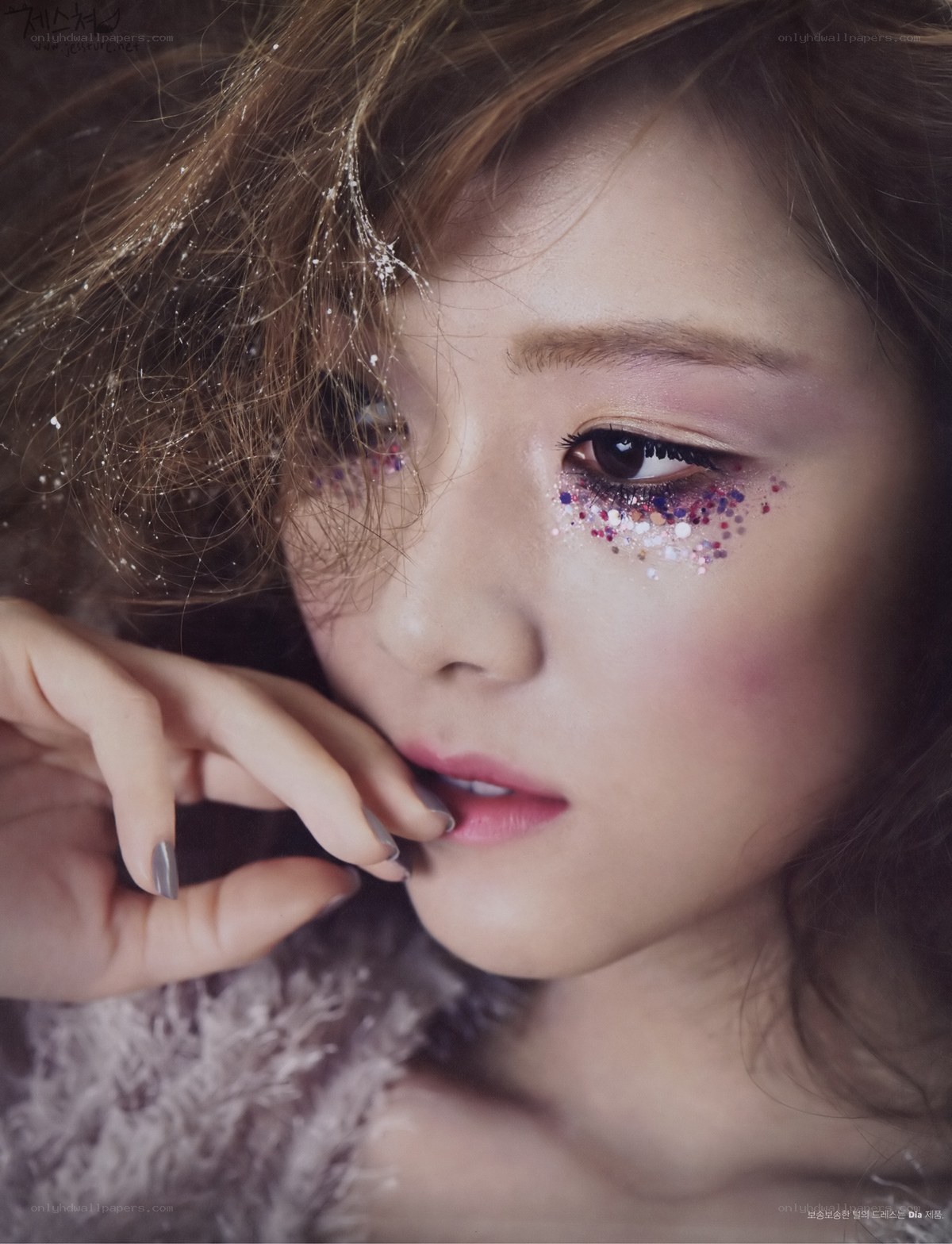 woman with glitter makeup