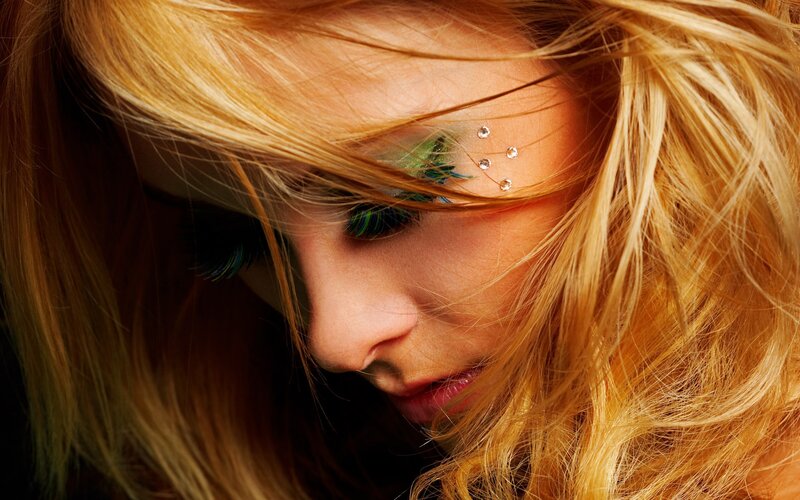 woman with glitter makeup