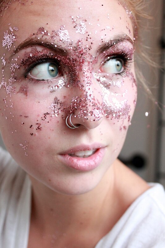 woman with glitter makeup