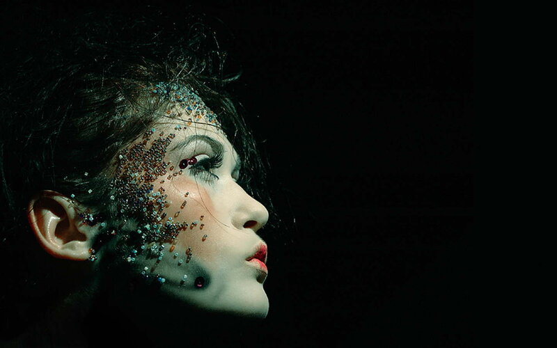 woman with glitter makeup