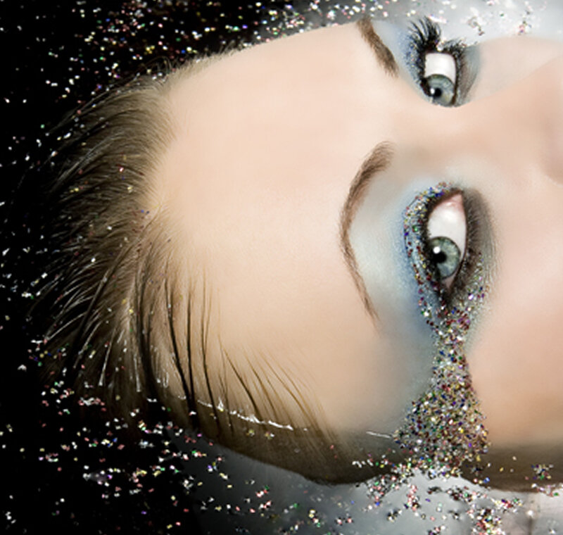 Woman with Glitter Makeup — Black
