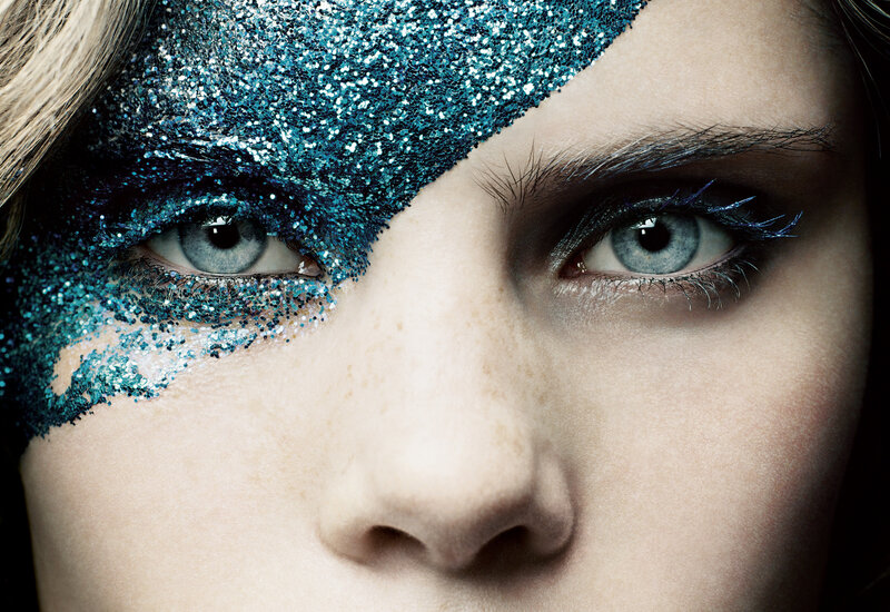 Woman with Glitter Makeup — Blue, Dramatic, Photograph, Eyes