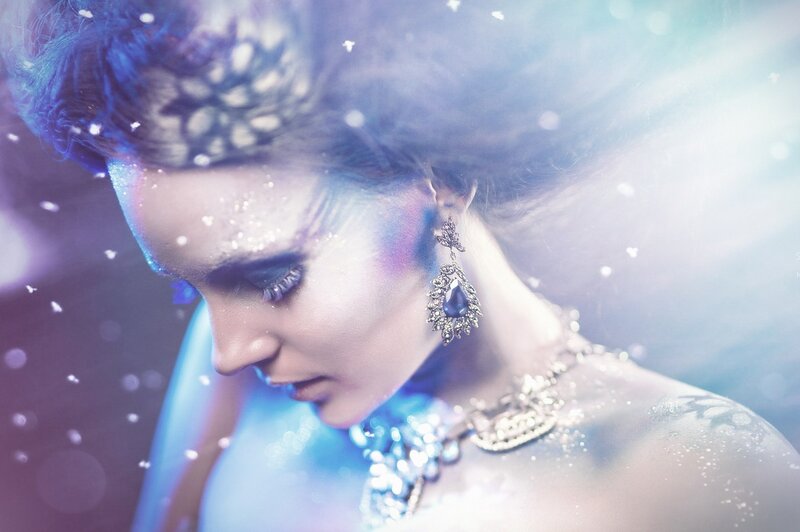 Woman with Glitter Makeup — Blue, Dreamy, Winter