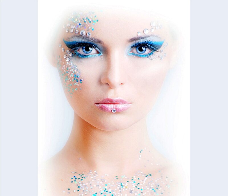 Woman with Glitter Makeup — Blue, Ethereal