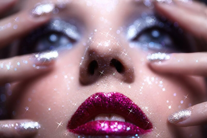 Woman with Glitter Makeup — Pink