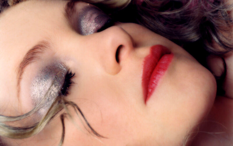 Woman with Glitter Makeup — Silver, Dramatic, Photograph