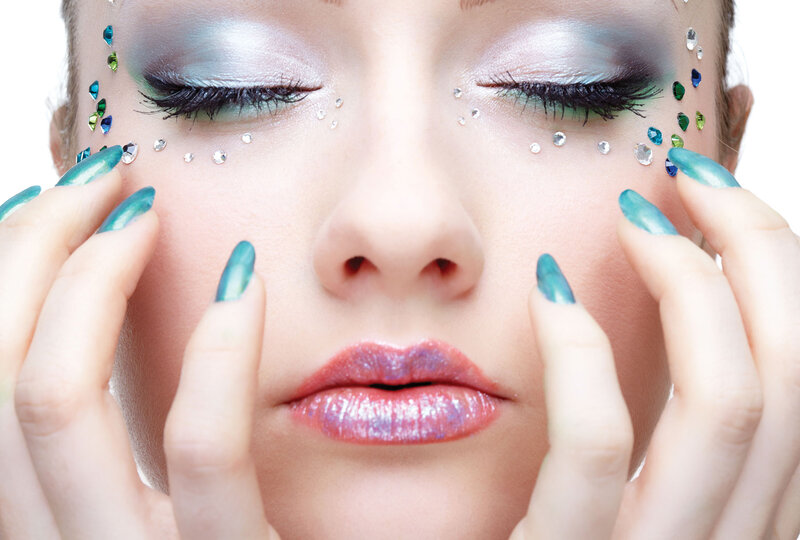 Woman with Glitter Makeup — Silver