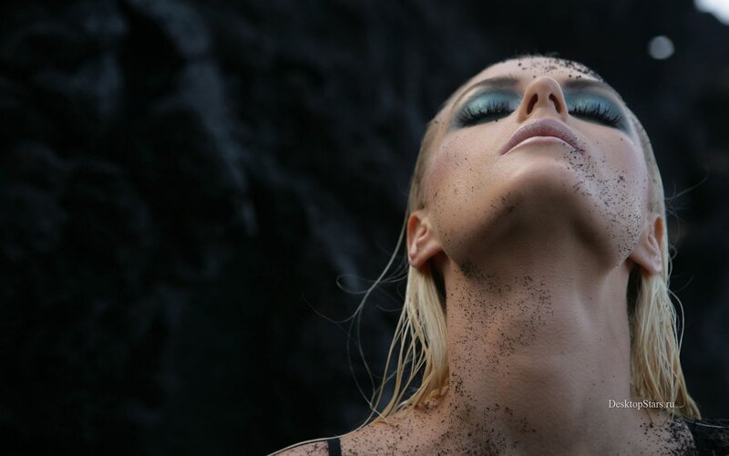 woman with glitter on face