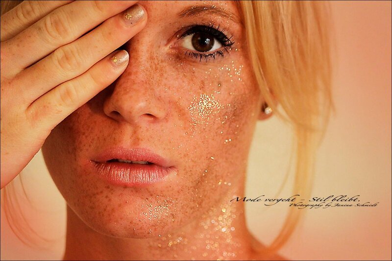 woman with glitter on face