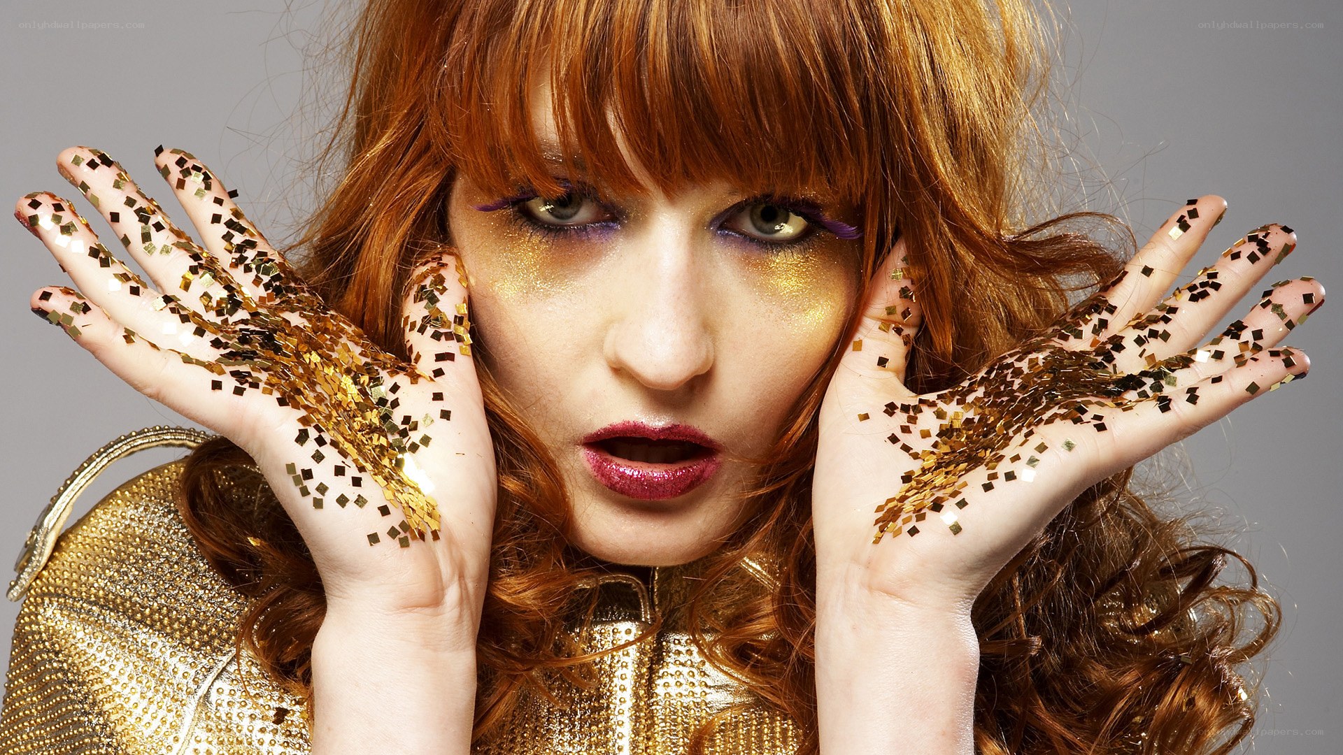 woman with glitter on hands
