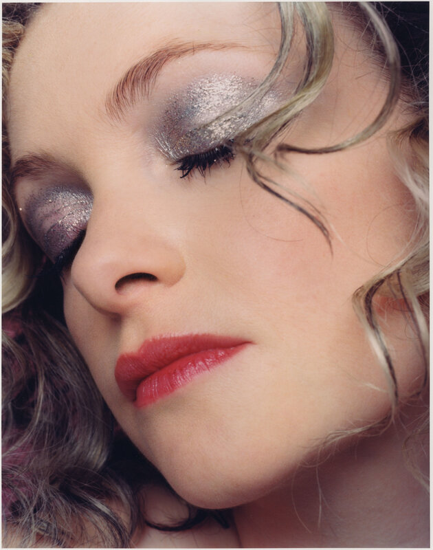 woman with glittery makeup
