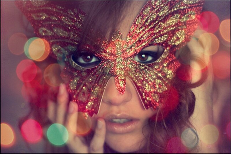 woman with glittery mask