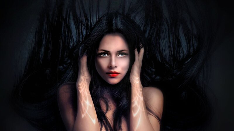 Woman with Glowing Arms — Black