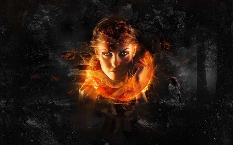 Woman with Glowing Aura — Black