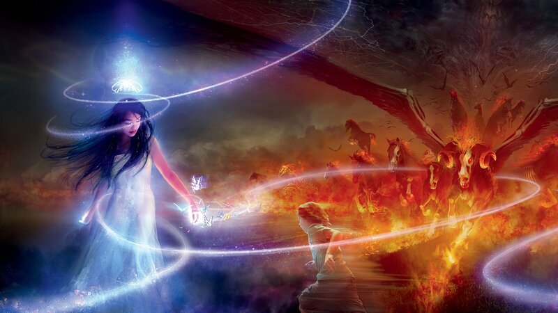 Woman with Glowing Aura — Blue