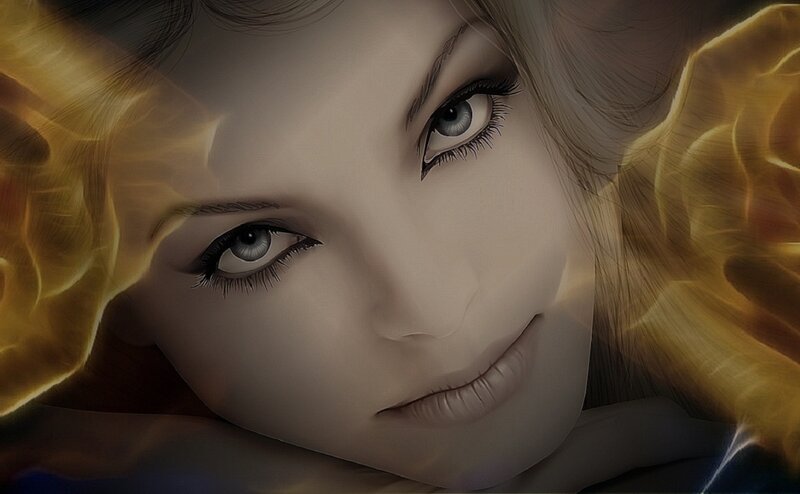 Woman with Glowing Aura — Yellow