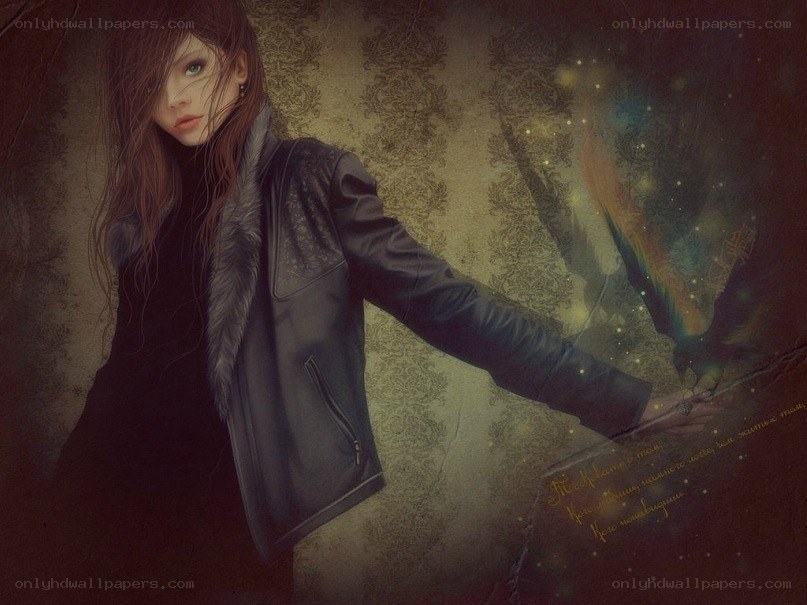 woman with glowing bird