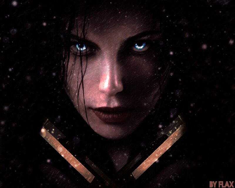 woman with glowing blue eyes