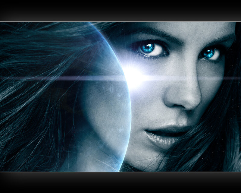 woman with glowing blue eyes