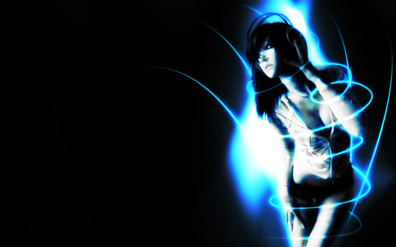woman with glowing blue light