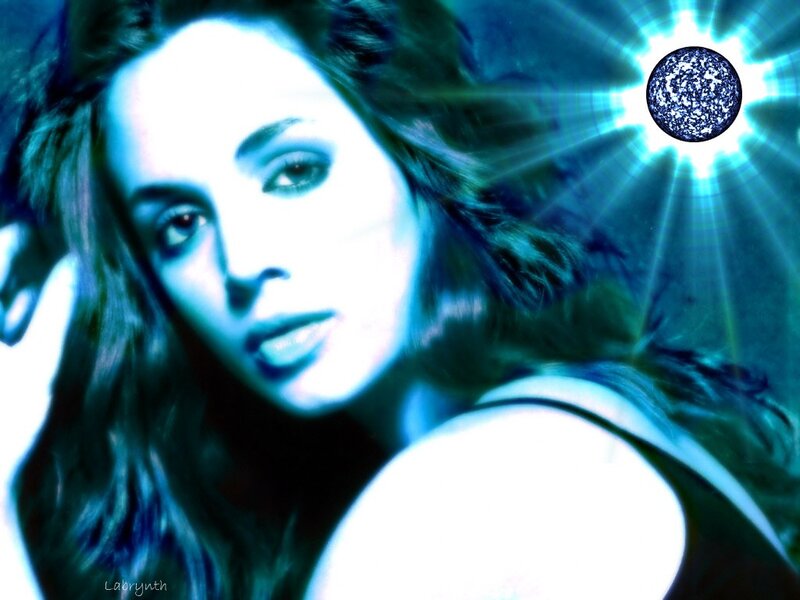 woman with glowing blue sphere