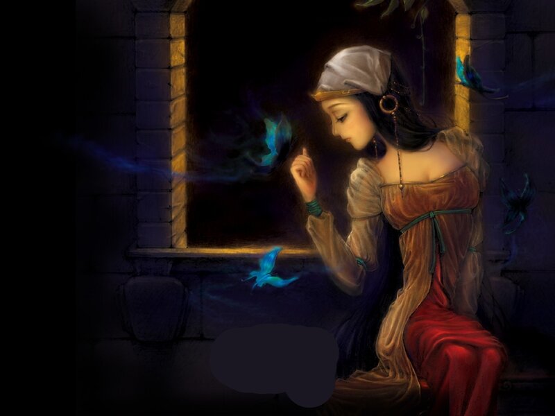 woman with glowing butterflies