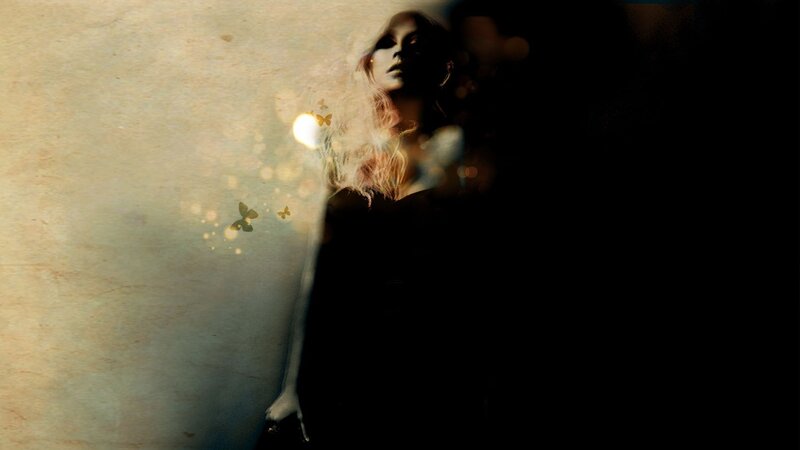 Woman with Glowing Butterflies — Black