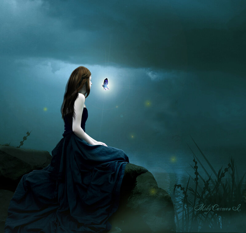 woman with glowing butterfly