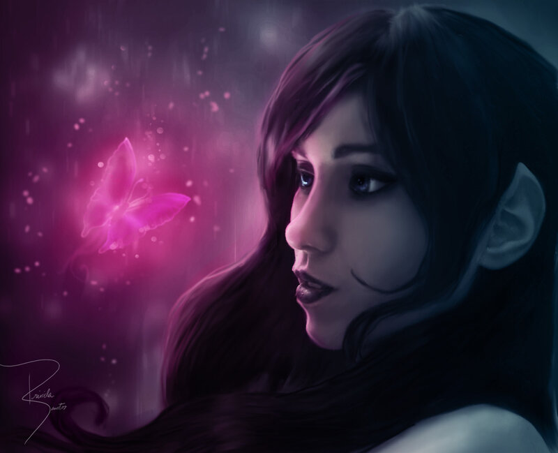 woman with glowing butterfly