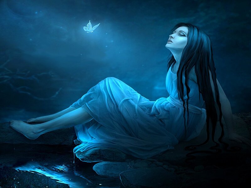 woman with glowing butterfly