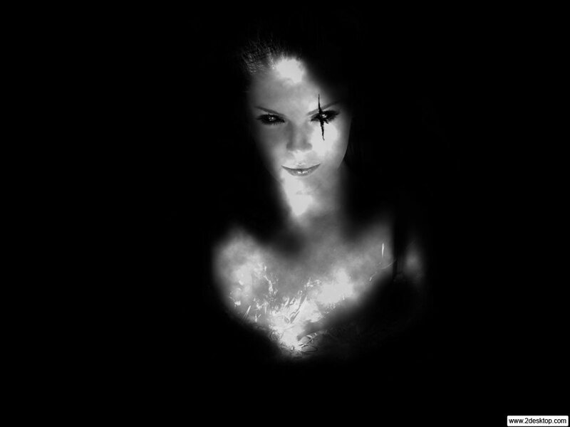 woman with glowing chest