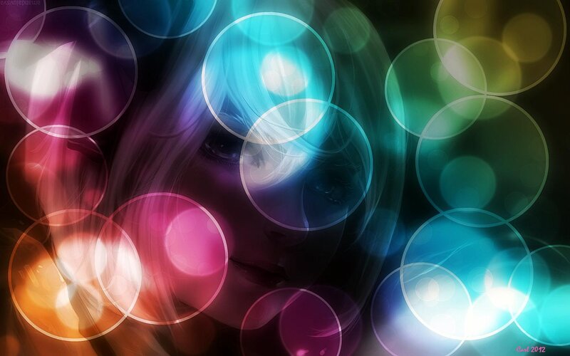 Woman with Glowing Circles