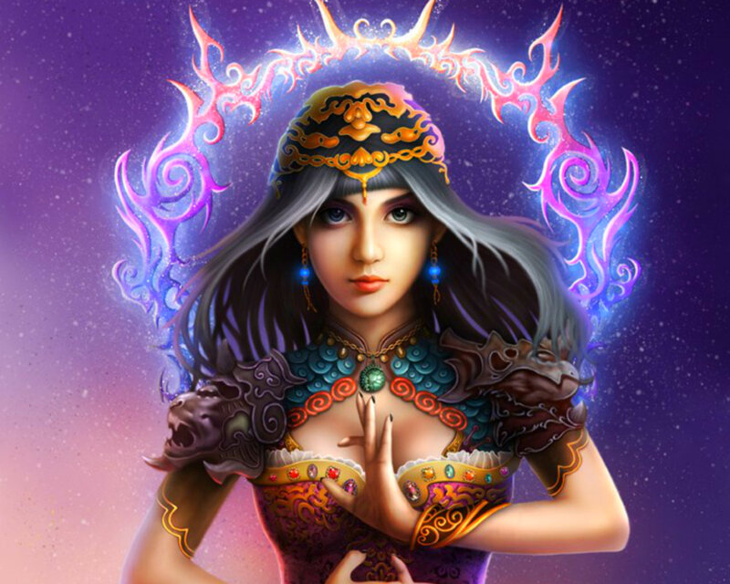 Woman with Glowing Crown — Purple